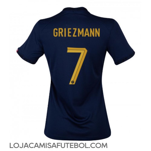 Camisa de Futebol França Antoine Griezmann #7 Equipamento Principal Mulheres Mundo 2022 Manga Curta